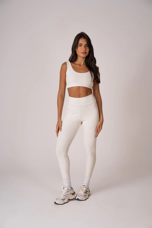 Conjunto Legging e Top Alças Retas Blackout Off White