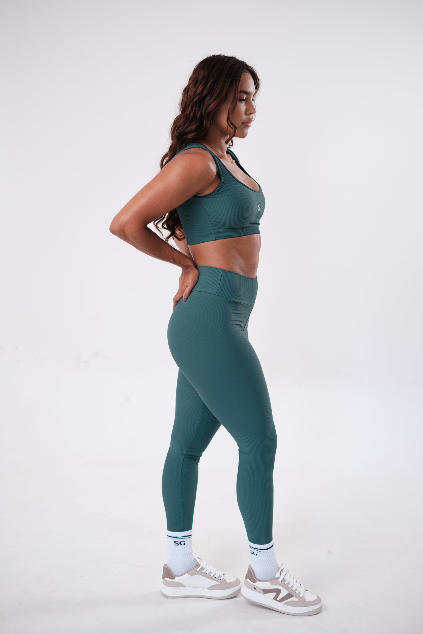 Conjunto Legging e Top Alças Retas Blackout Verde Floresta
