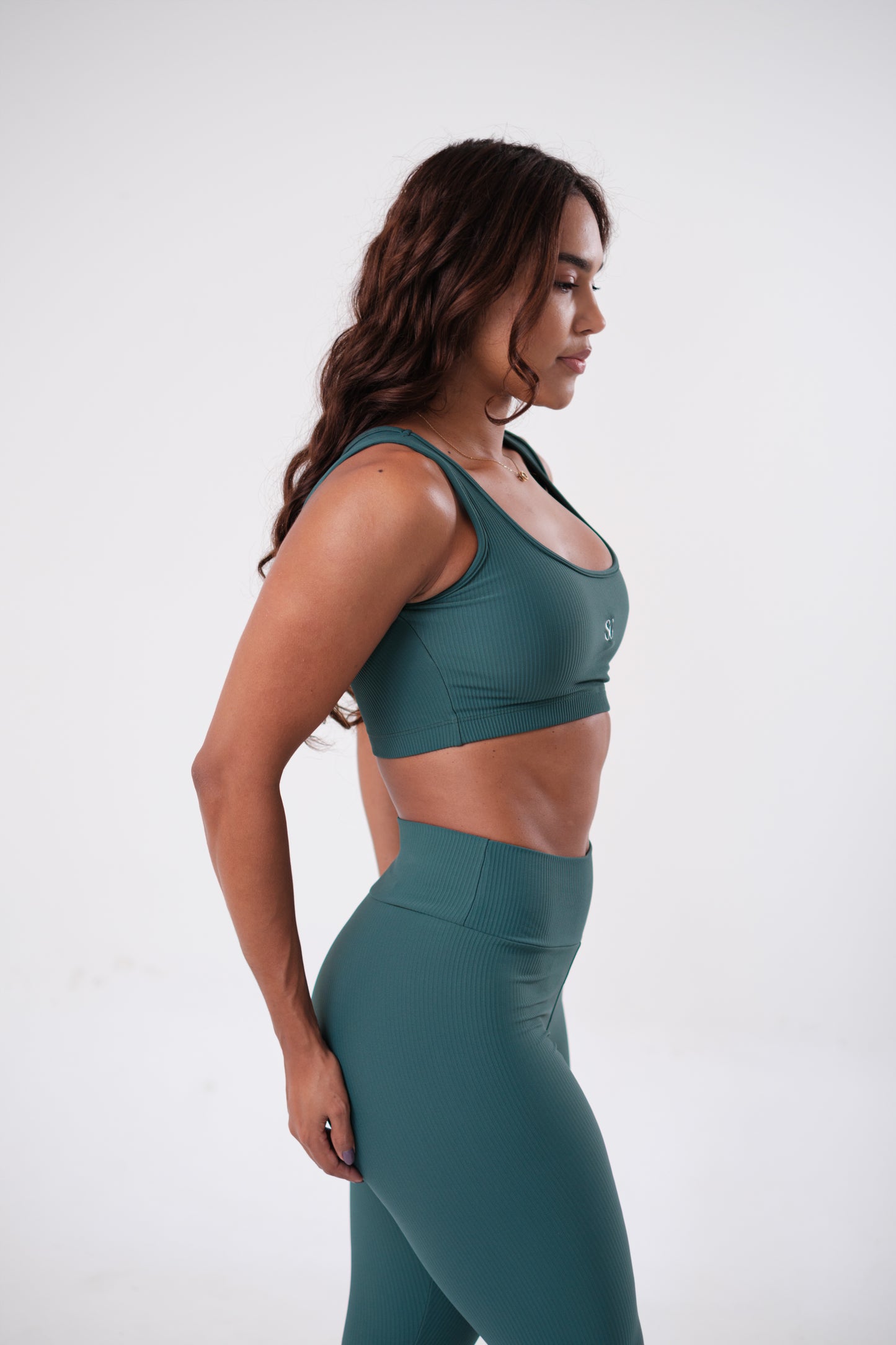 Conjunto Legging e Top Alças Retas Blackout Verde Floresta