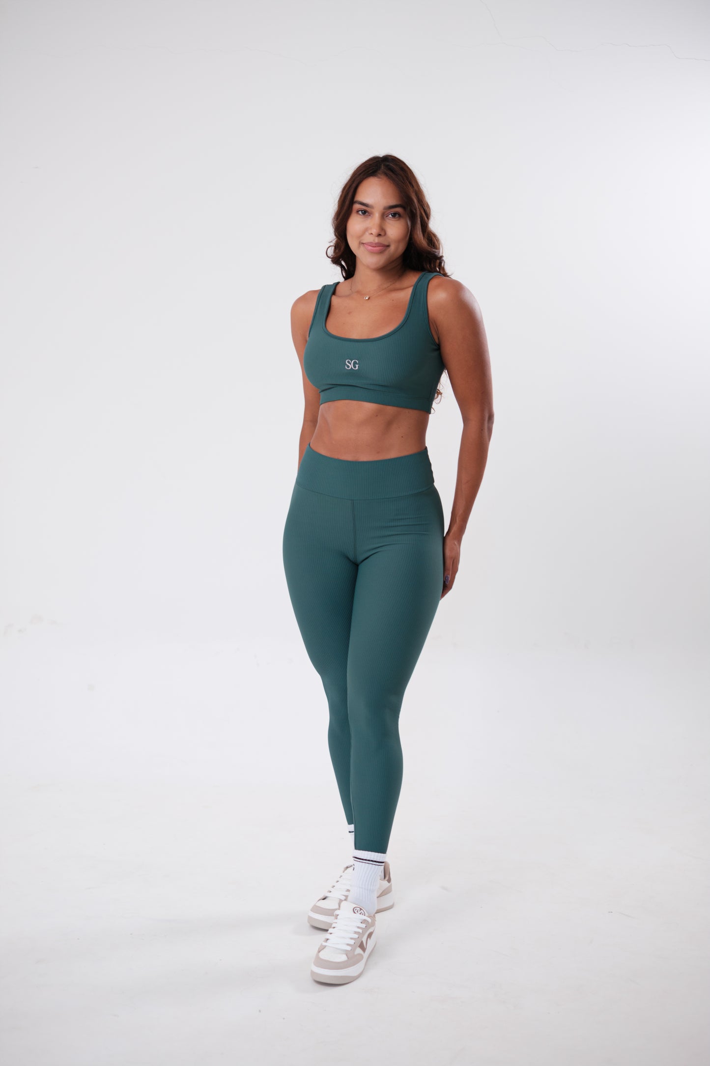 Conjunto Legging e Top Alças Retas Blackout Verde Floresta