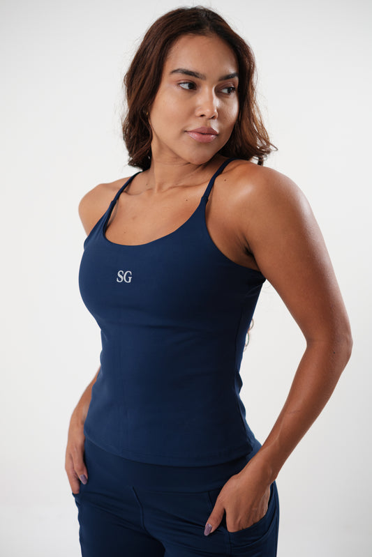 Blusa Regata Alça Dupla Azul Marinho