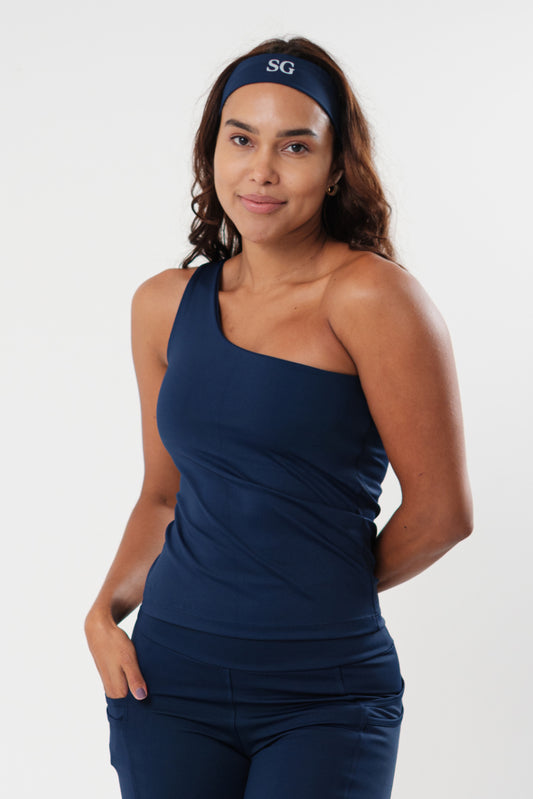 Blusa Regata Alça Única Azul Marinho