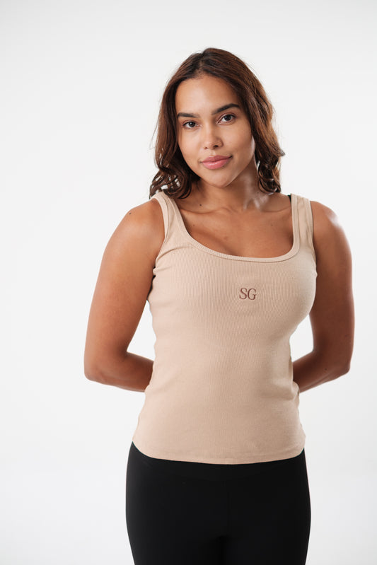 Regata Decote Quadrado Areia