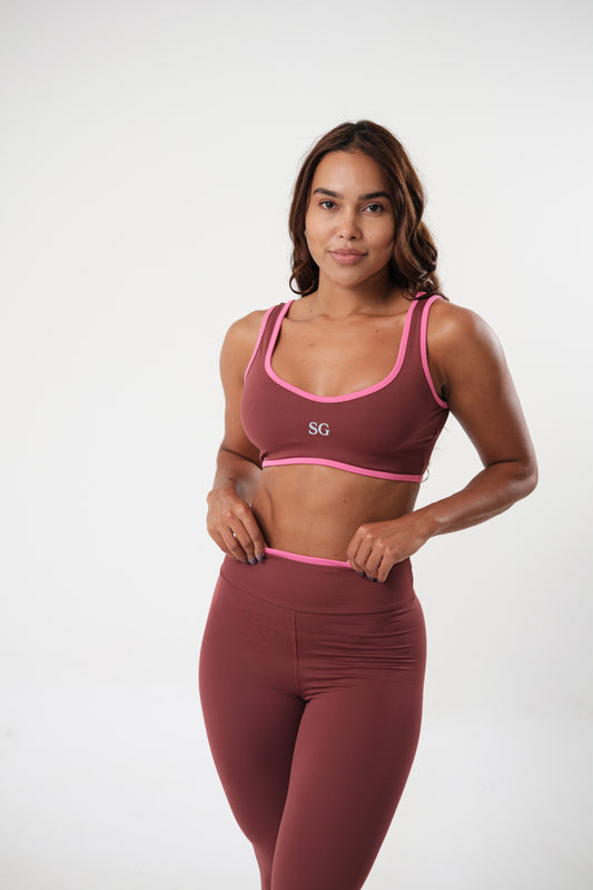 Conjunto Legging e Top Viés Marsala