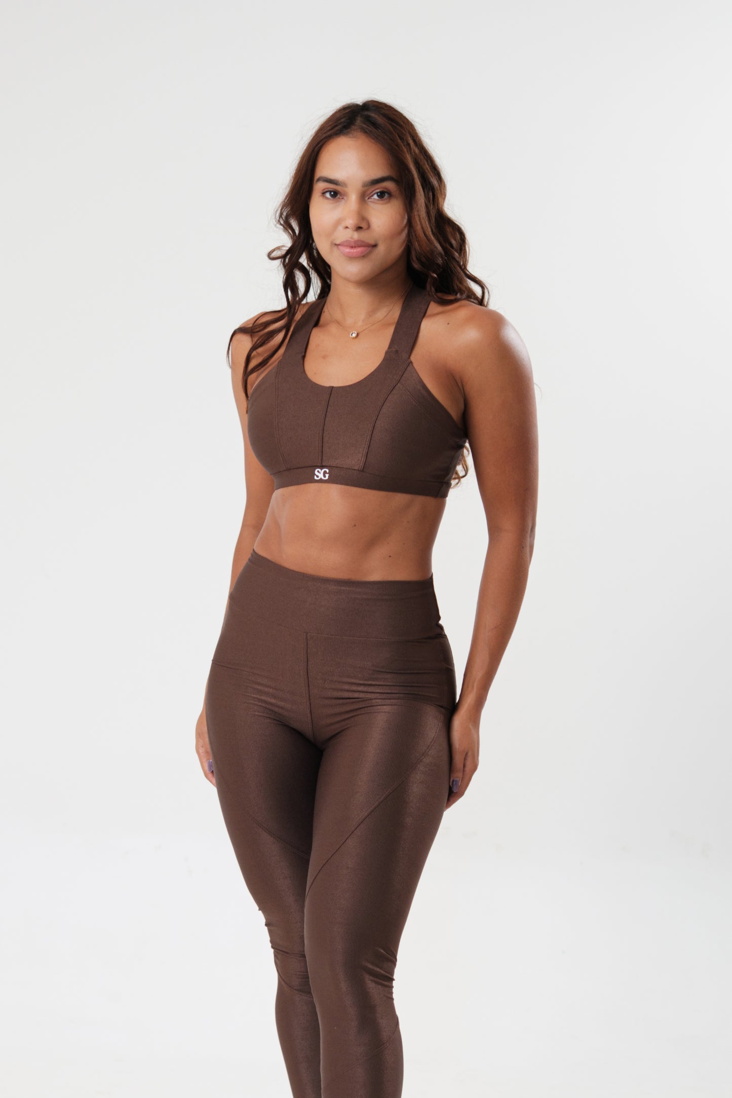 Conjunto Legging e Top Cruzado Café