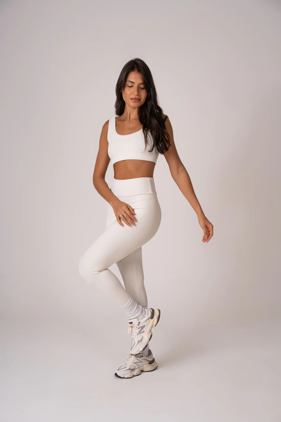 Conjunto Legging e Top Alças Retas Blackout Off White
