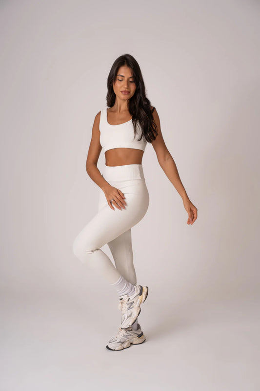 Conjunto Legging e Top Alças Retas Blackout Off White