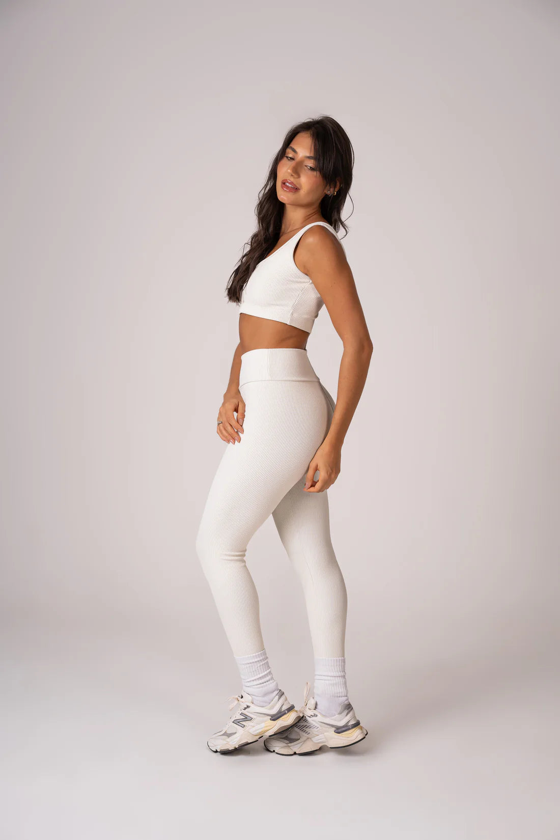 Conjunto Legging e Top Alças Retas Blackout Off White