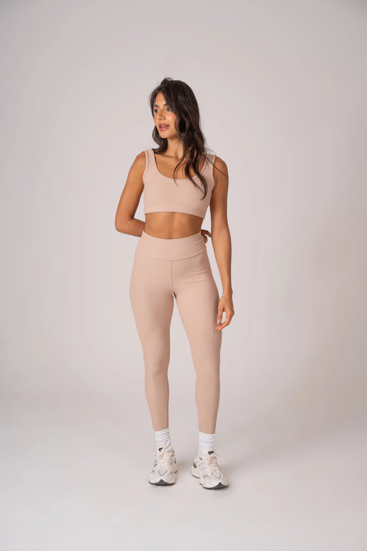 Conjunto Legging e Top Alças Retas Blackout Beige