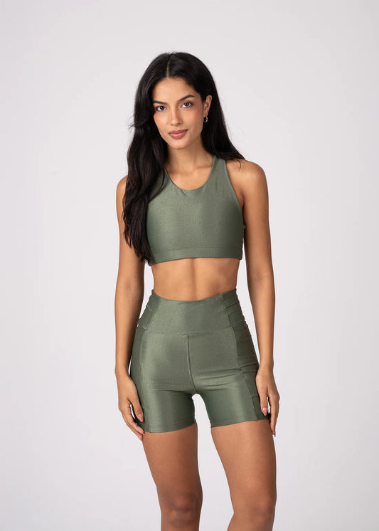 Conjunto Short e Top Runner Verde Oliva