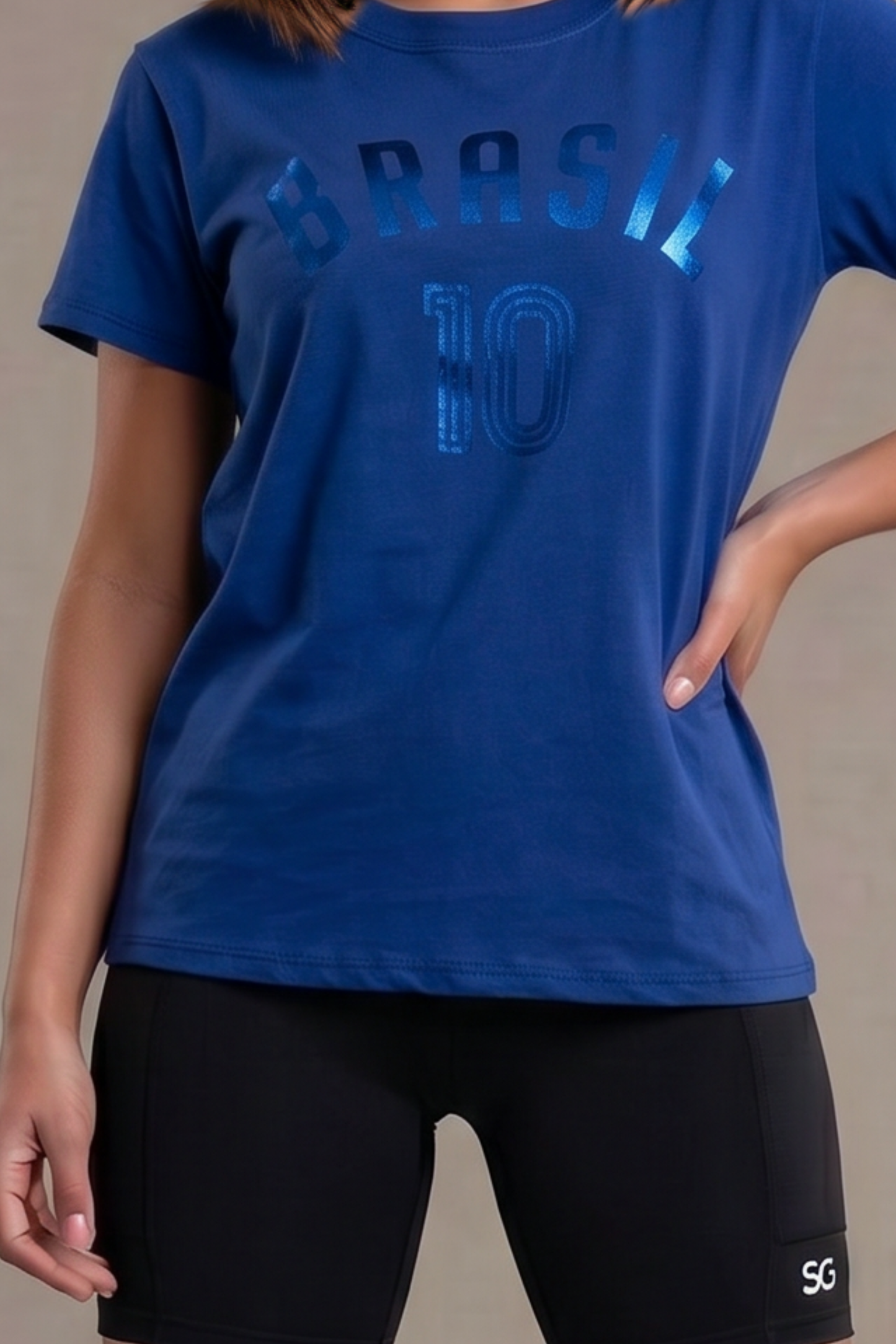 Camiseta Algodão Brasil 10 Azul Marinho