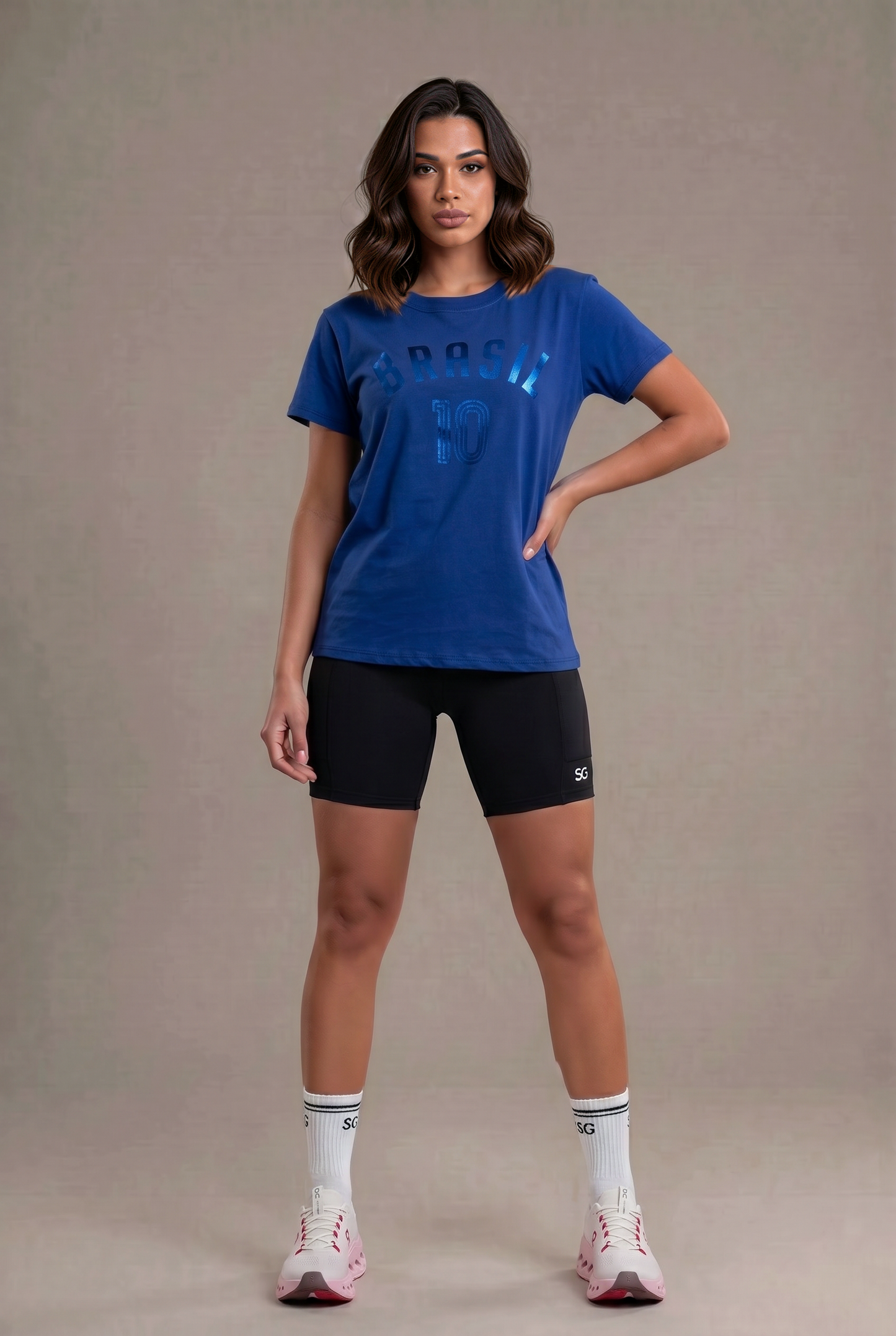 Camiseta Algodão Brasil 10 Azul Marinho